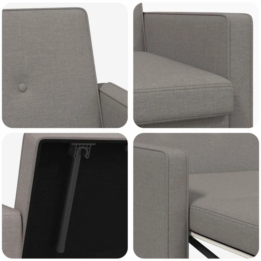 Canapé-lit escamotable Taupe Tissu - 8