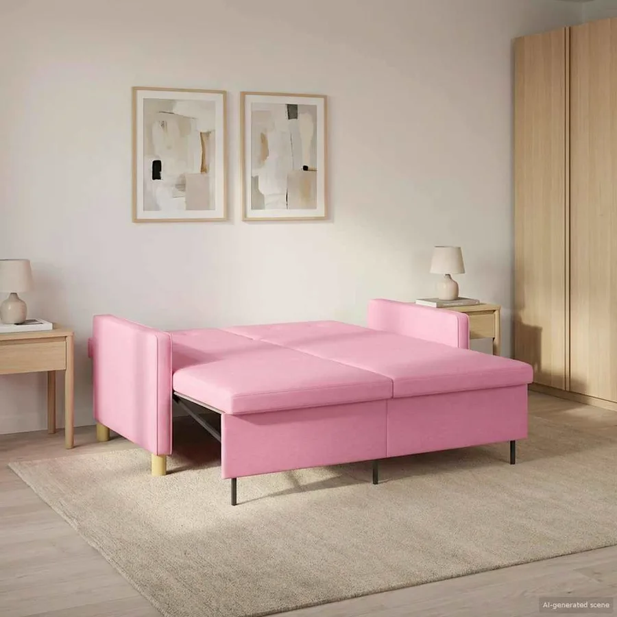 Canapé-lit escamotable Rose Tissu - 4