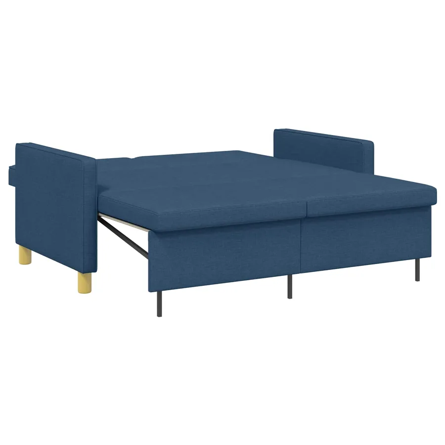 Canapé-lit escamotable Bleu Tissu - 6