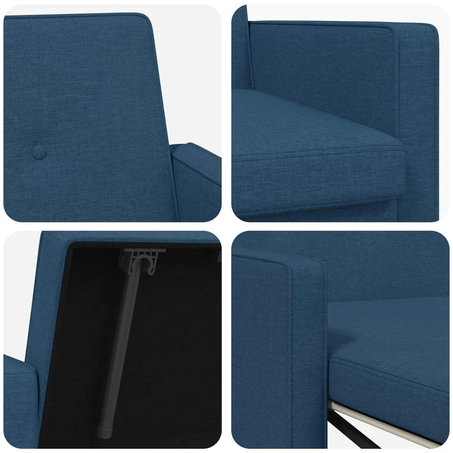 Canapé-lit escamotable Bleu Tissu - 8