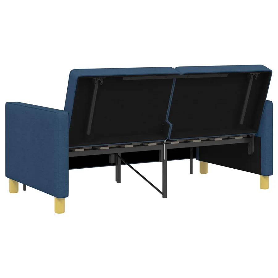Canapé-lit escamotable Bleu Tissu - 9