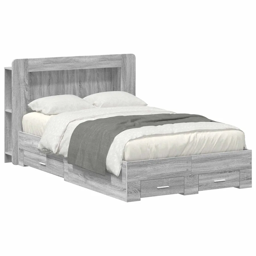 Cadre de lit avec rangement Sonoma gris 120 x 190 cm