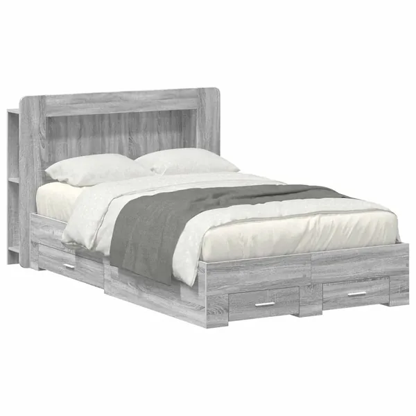 Cadre de lit avec rangement Sonoma gris 120 x 190 cm