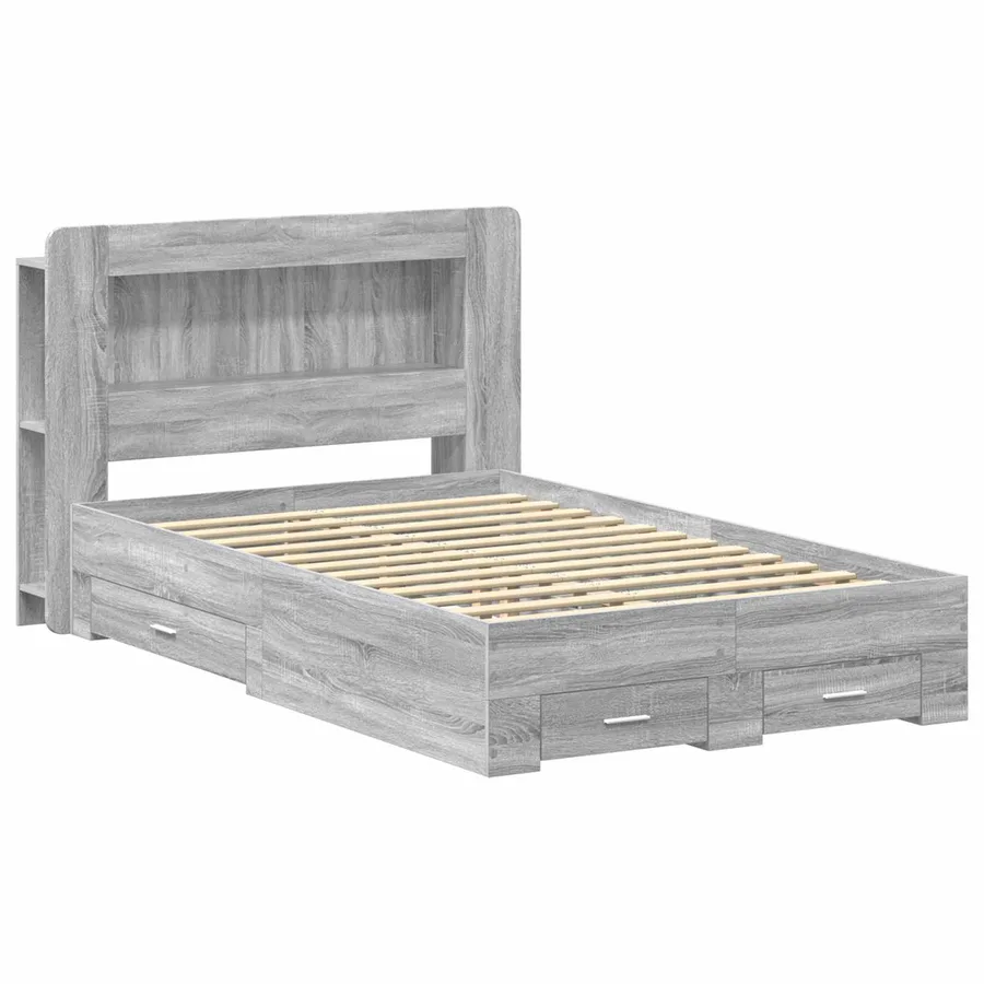 Cadre de lit avec rangement Sonoma gris 120 x 190 cm - 2