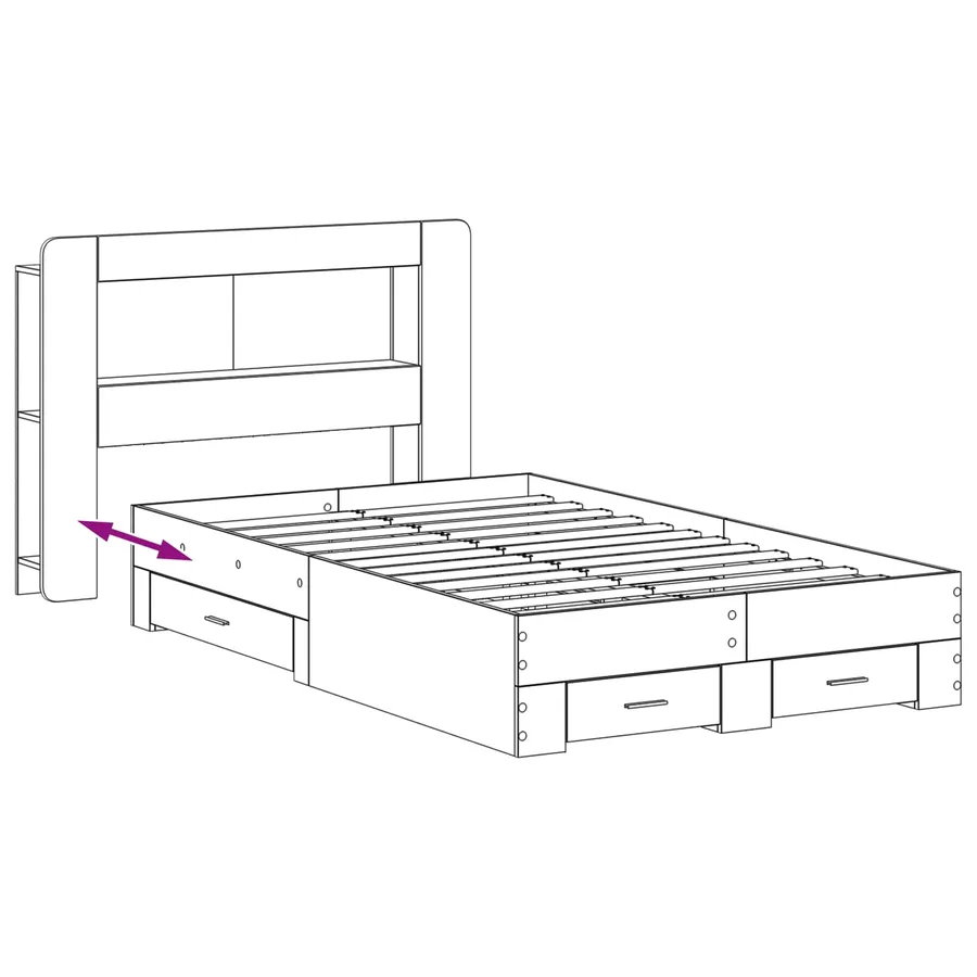 Cadre de lit avec rangement Sonoma gris 120 x 190 cm - 8