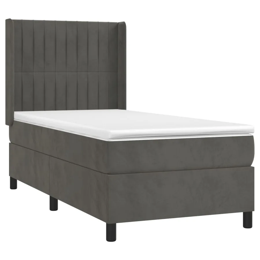 Sommier à lattes de lit matelas et LED Gris foncé 100x200 cm - 4