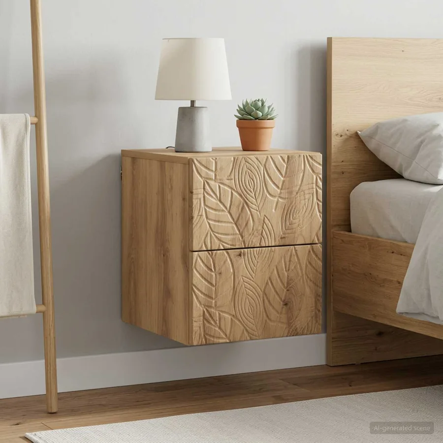 Cabinet de chevet mural 2 pc Chêne artisanal 34,5 x 33 x 40 cm