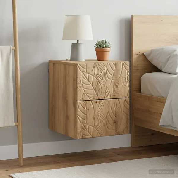 Cabinet de chevet mural 2 pc Chêne artisanal 34,5 x 33 x 40 cm