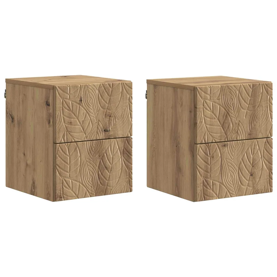 Cabinet de chevet mural 2 pc Chêne artisanal 34,5 x 33 x 40 cm - 2