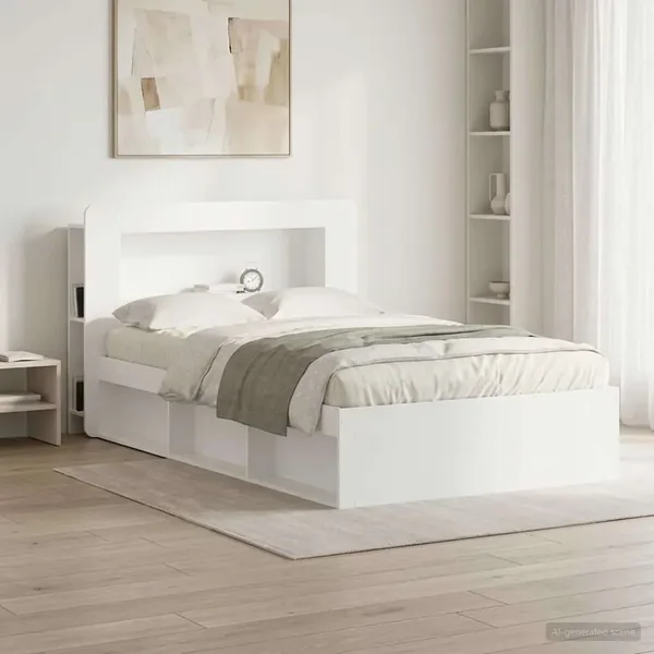 Cabinet de Tête de Lit avec stockage Blanc Bois d’ingénierie