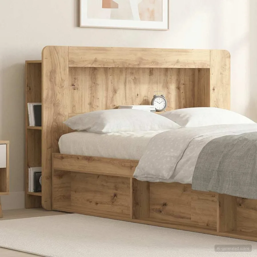 Cabinet de Tête de Lit Chêne artisanal 120 cm Bois d’ingénierie