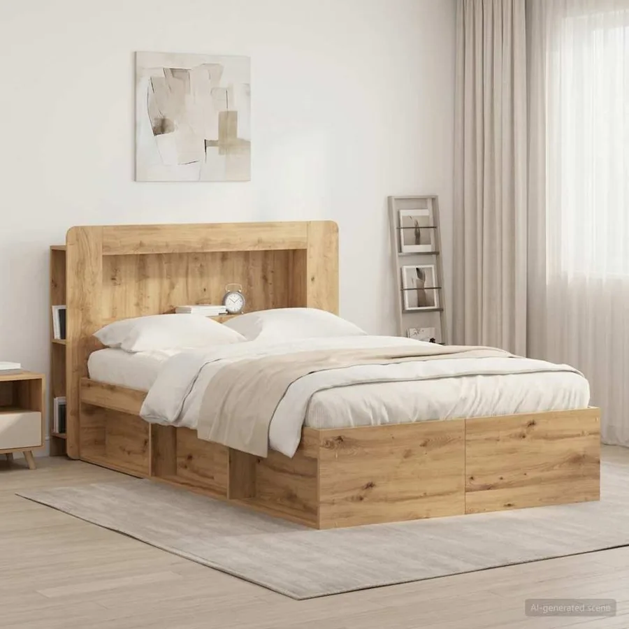 Cabinet de Tête de Lit Chêne artisanal 120 cm Bois d’ingénierie - 4