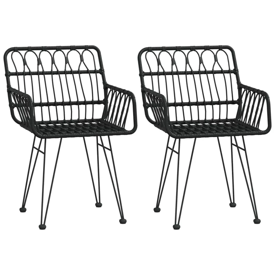 Ensemble à manger de jardin 3 pcs Noir Résine tressée - 4
