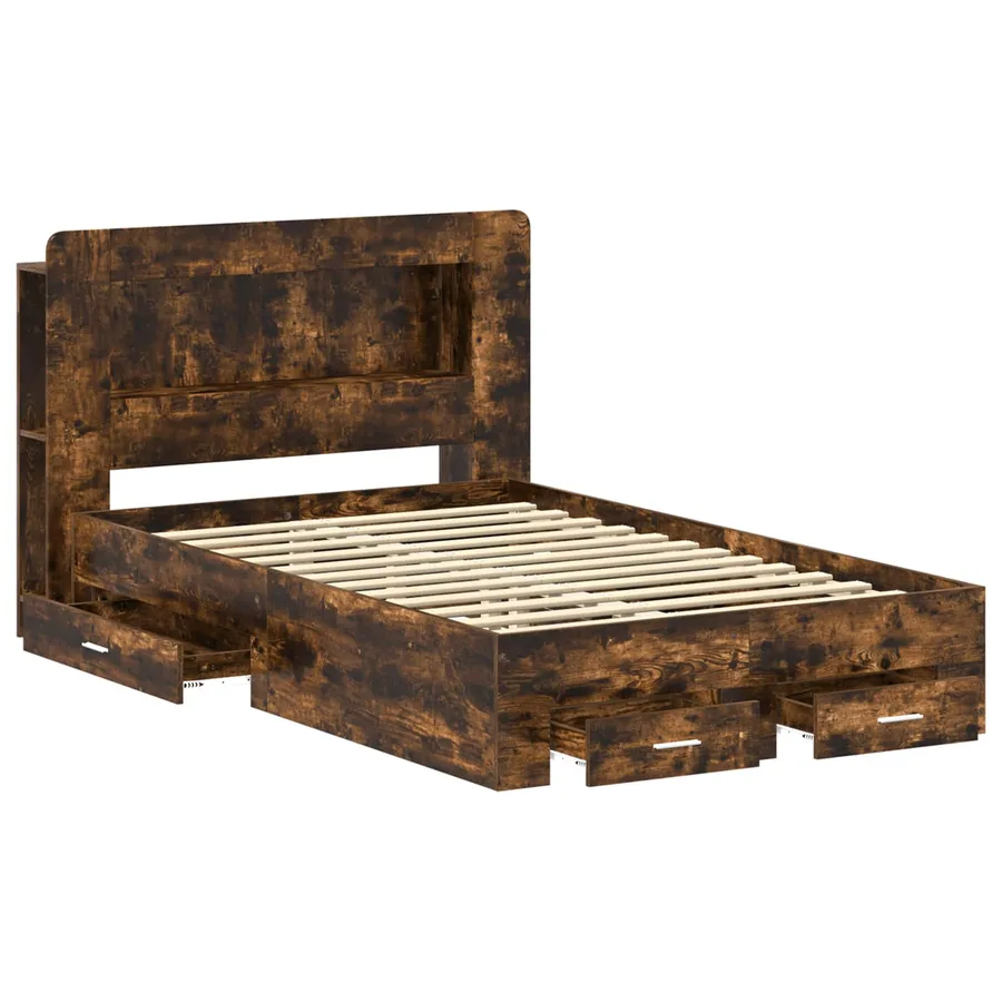 Cadre de lit avec rangement Chêne fumé 120 x 190 cm - 3
