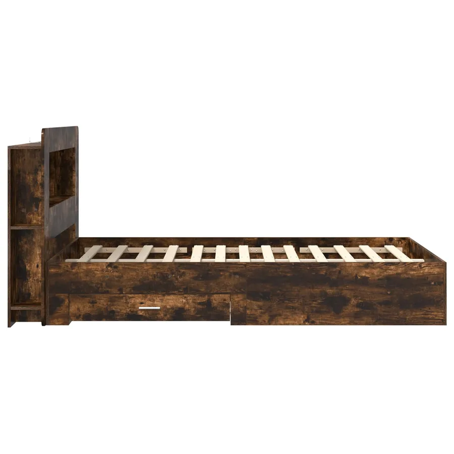 Cadre de lit avec rangement Chêne fumé 120 x 190 cm - 4
