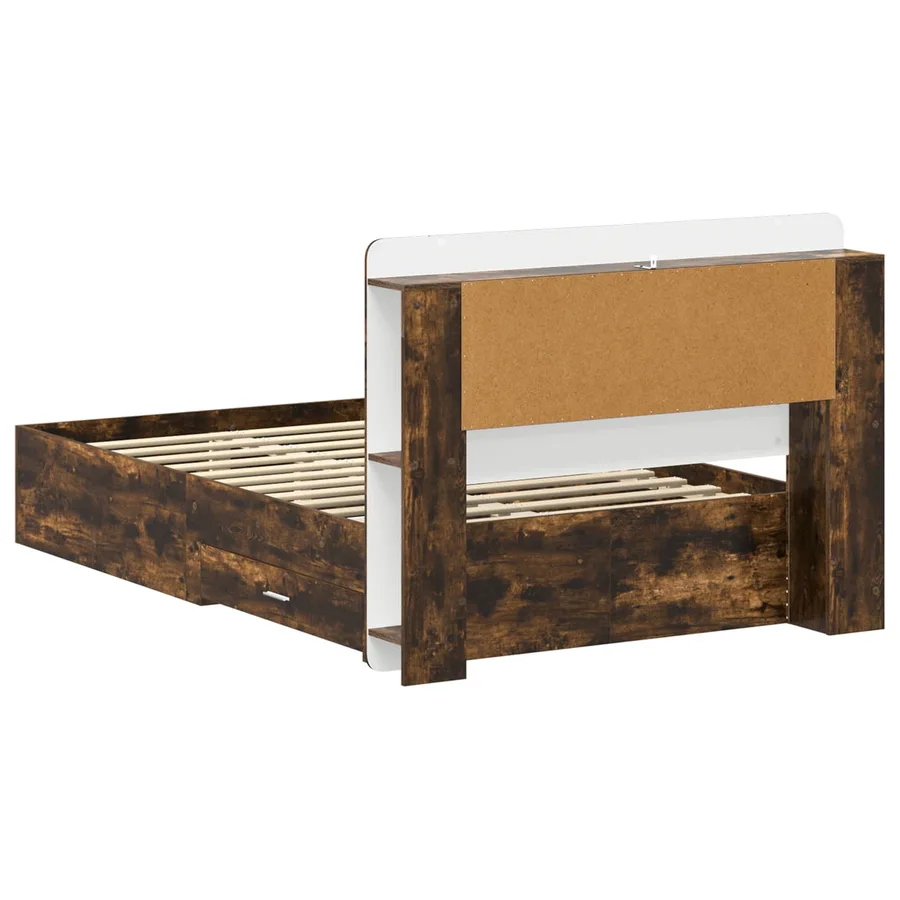 Cadre de lit avec rangement Chêne fumé 120 x 190 cm - 5