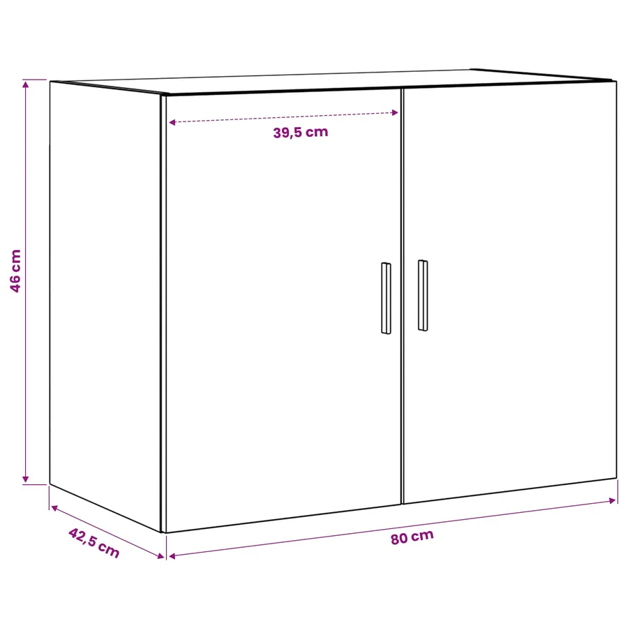 Meuble mural Chêne noir 80 x 42,5 x 64 cm Bois d'ingénierie - 7