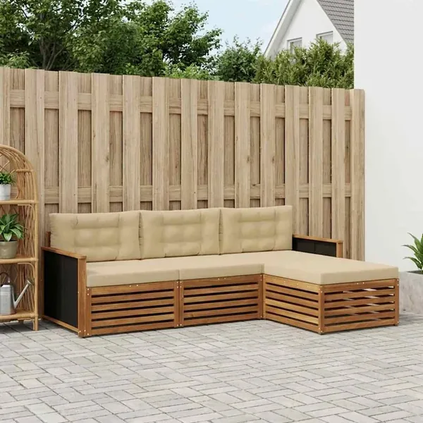 Ensemble de canapés d'extérieur 4 pcs Naturel et Beige