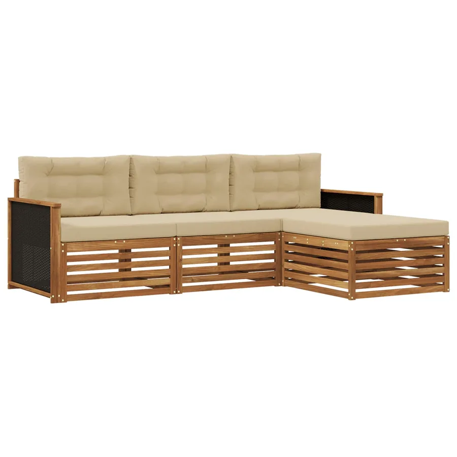 Ensemble de canapés d'extérieur 4 pcs Naturel et Beige - 2