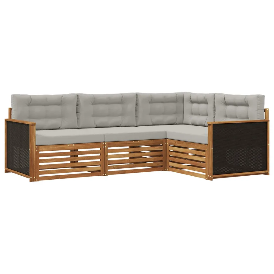 Ensemble de canapés d'extérieur 4 pcs Naturel et gris clair - 2