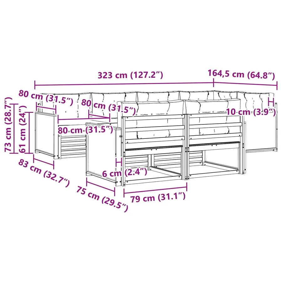 Ensemble de canapés d'extérieur avec coussin 7 pcs - 7