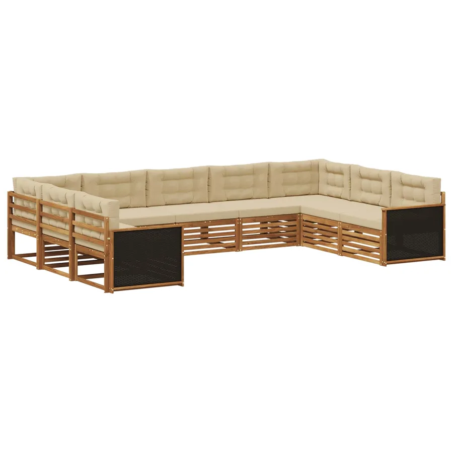 Ensemble de canapés d'extérieur 9 pcs Naturel et Beige - 2