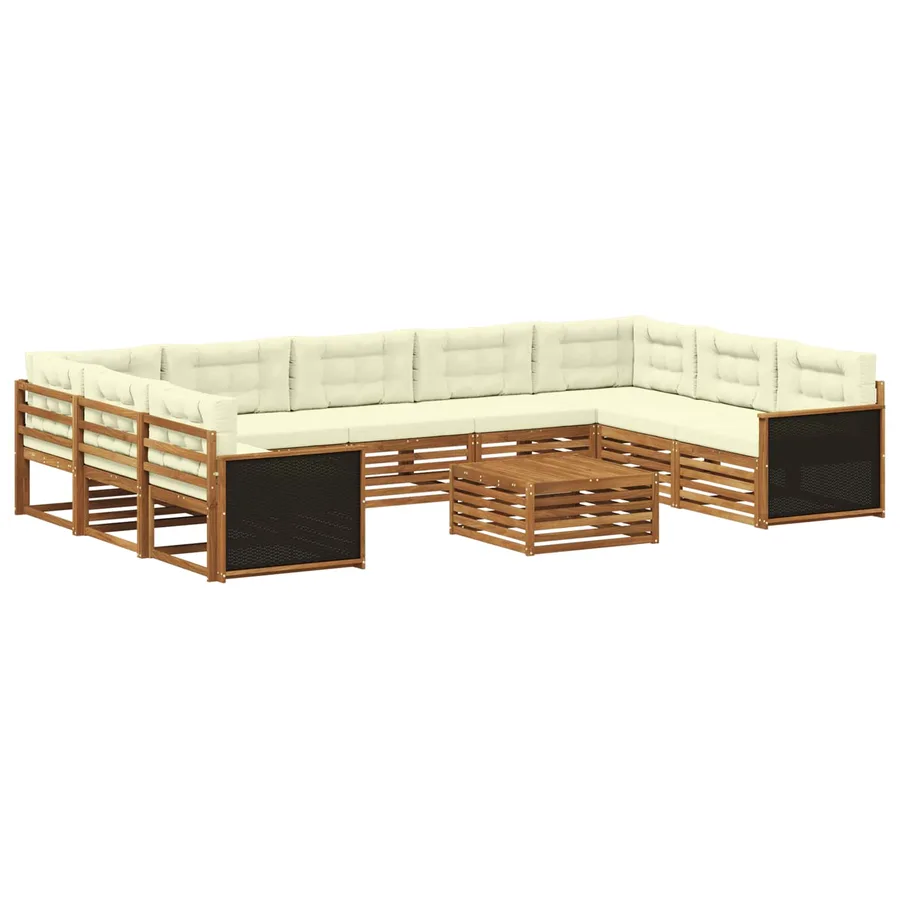 Ensemble de canapés d'extérieur 10 pcs Naturel et Crème - 2