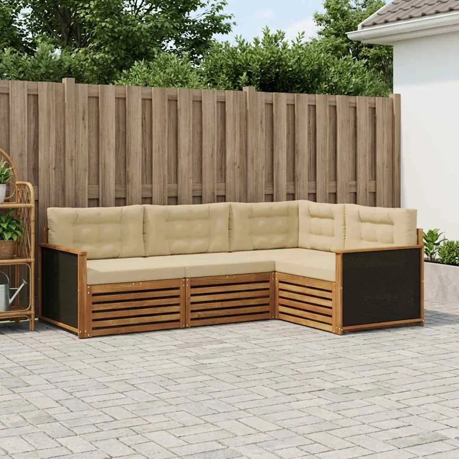 Ensemble de canapés d'extérieur 4 pcs Naturel et Beige