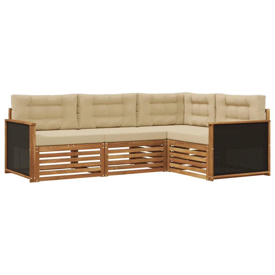 Ensemble de canapés d'extérieur 4 pcs Naturel et Beige - 2