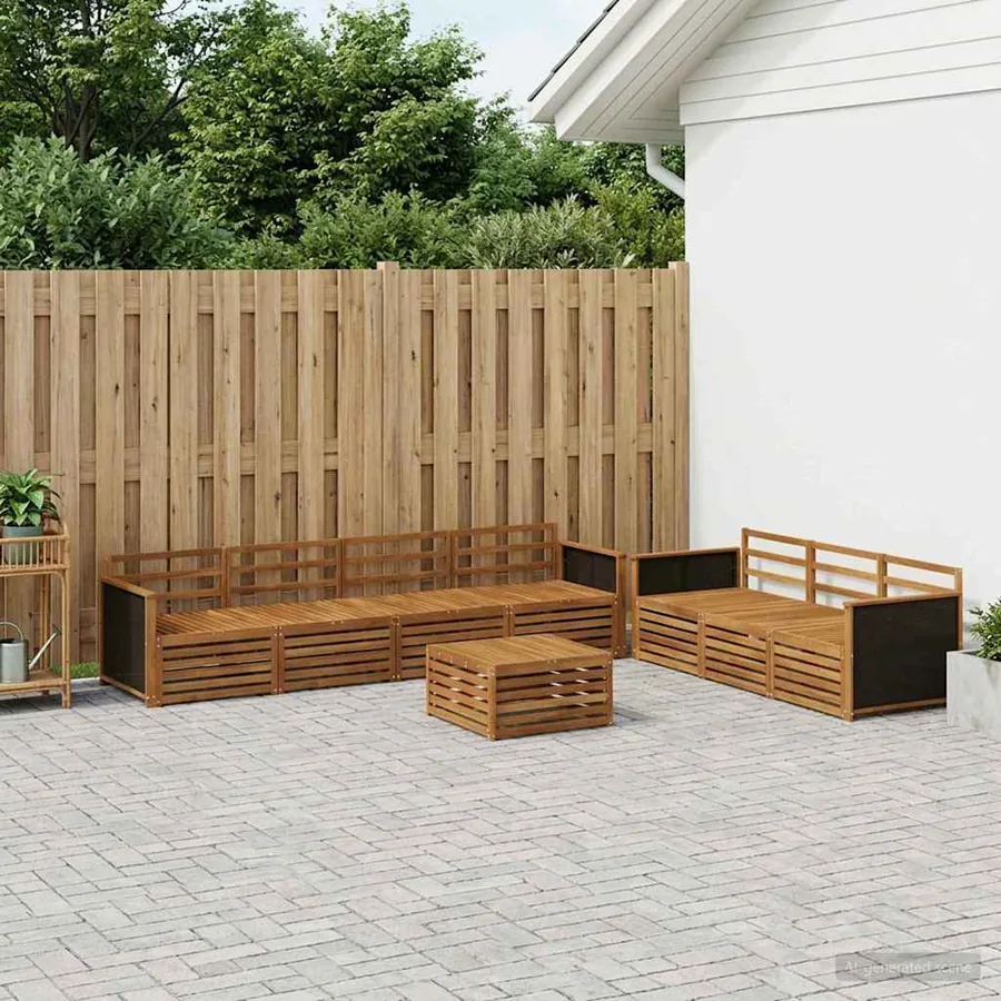 Ensemble de canapés d'extérieur 8 pcs Naturel 79 x 79 x 37 cm
