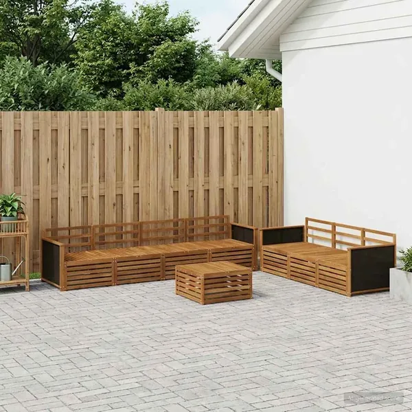 Ensemble de canapés d'extérieur 8 pcs Naturel 79 x 79 x 37 cm