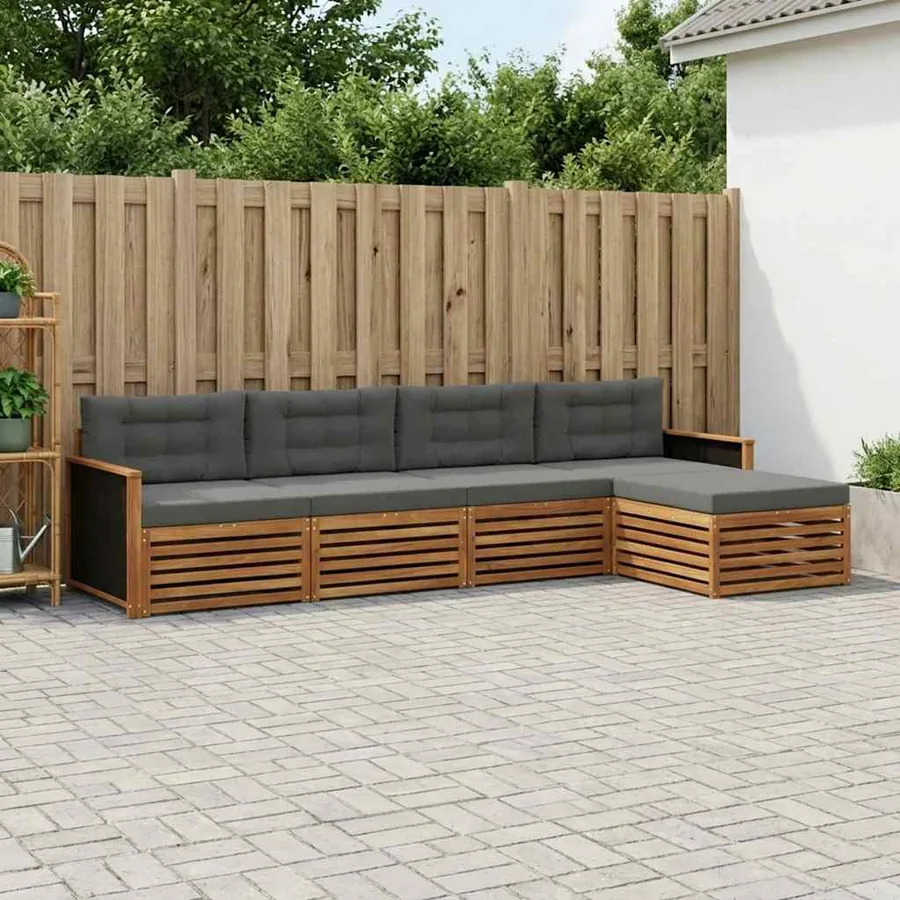 Ensemble de canapés d'extérieur 5 pcs Naturel et Anthracite