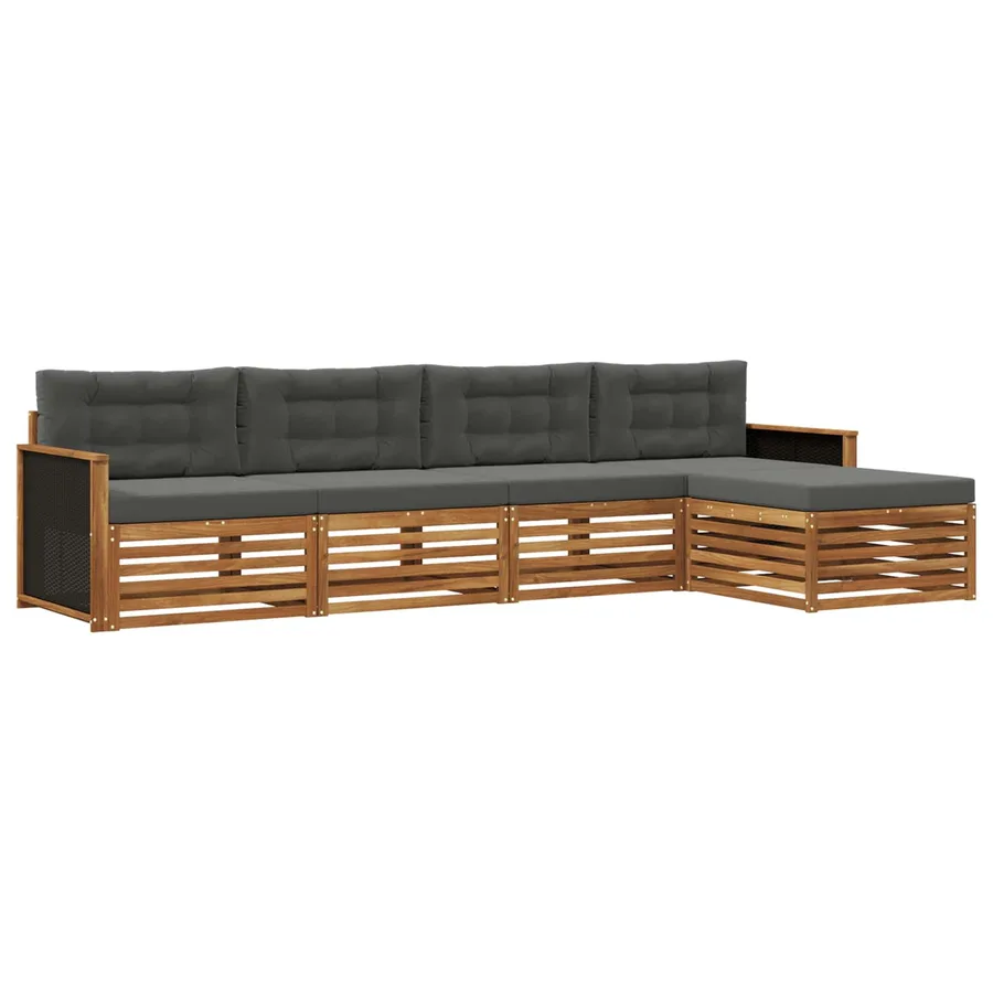 Ensemble de canapés d'extérieur 5 pcs Naturel et Anthracite - 2