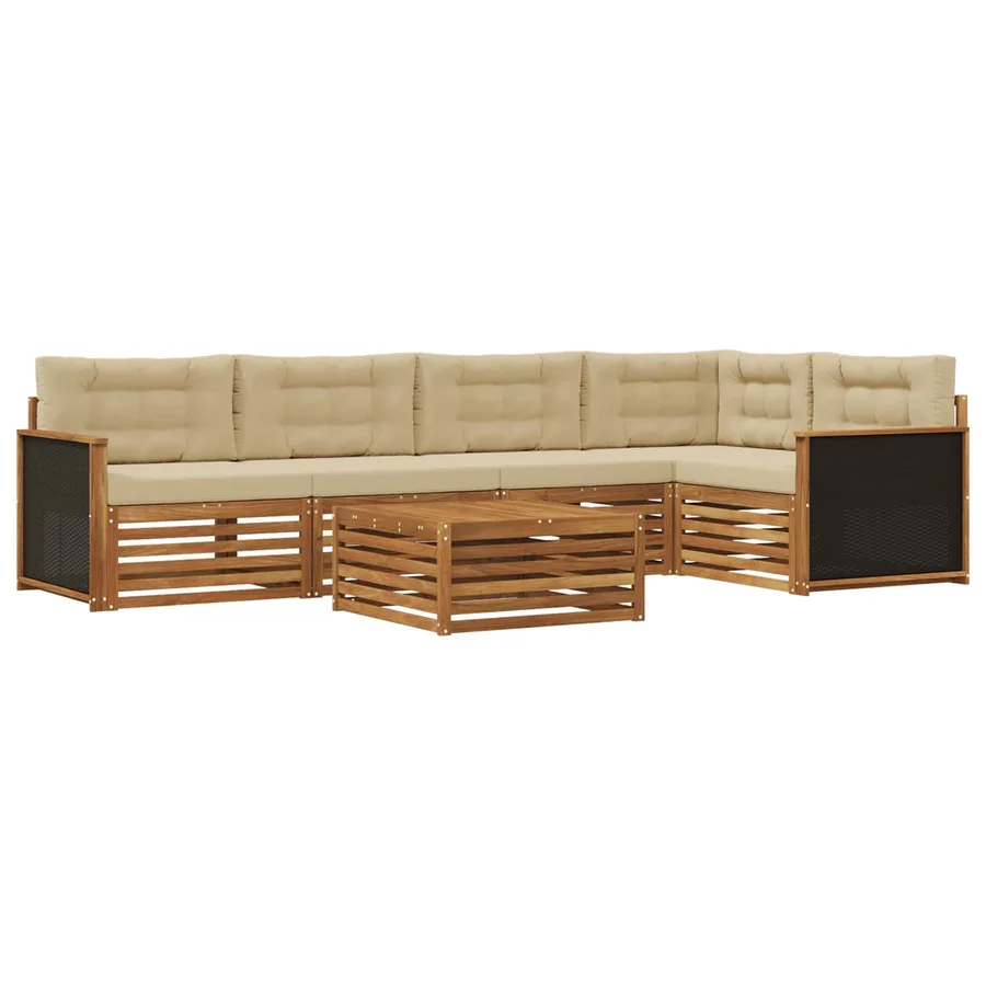 Ensemble de canapés d'extérieur 6 pcs Naturel et Beige - 2