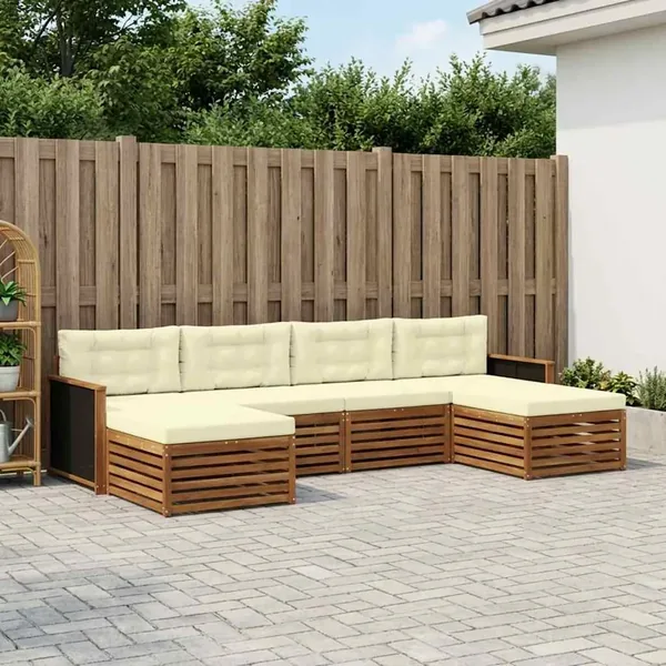 Ensembles de canapés avec coussin 6 pcs Bois d'Acacia Massif