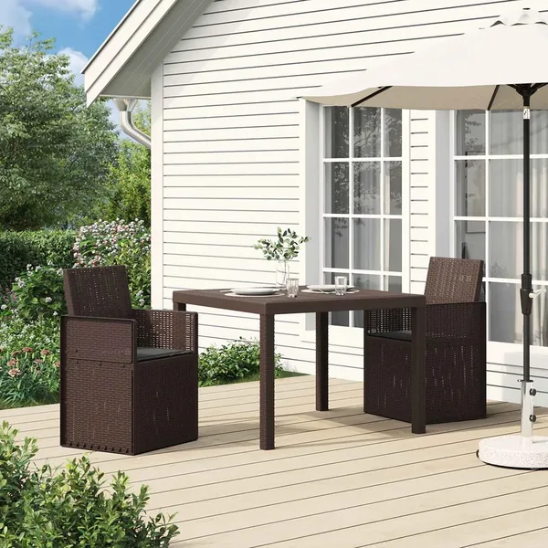 Chaises de jardin salle à manger 2 pcs Marron et anthracite PP