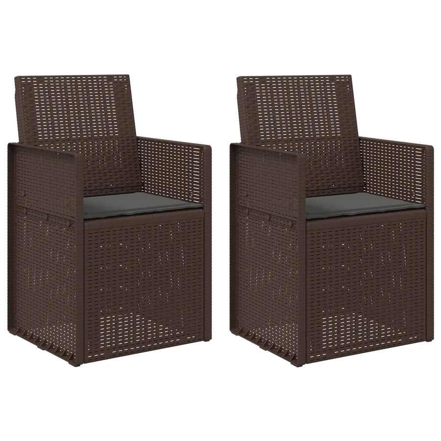 Chaises de jardin salle à manger 2 pcs Marron et anthracite PP - 2