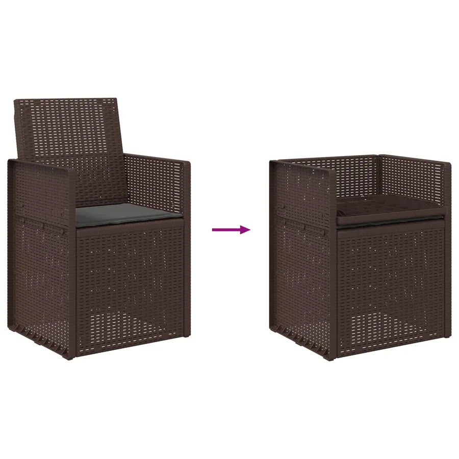 Chaises de jardin salle à manger 2 pcs Marron et anthracite PP - 9