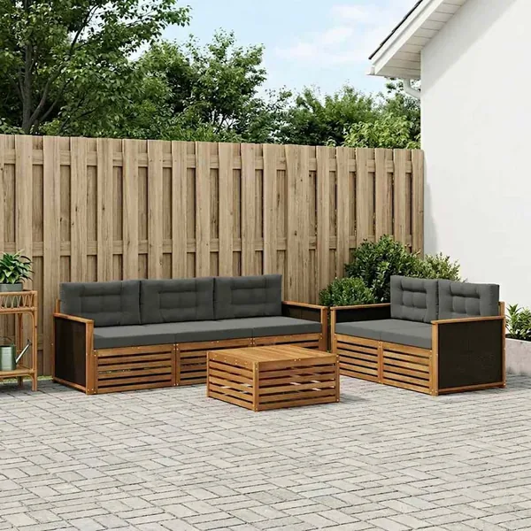 Ensemble de canapés d'extérieur 7 pcs Naturel et Anthracite
