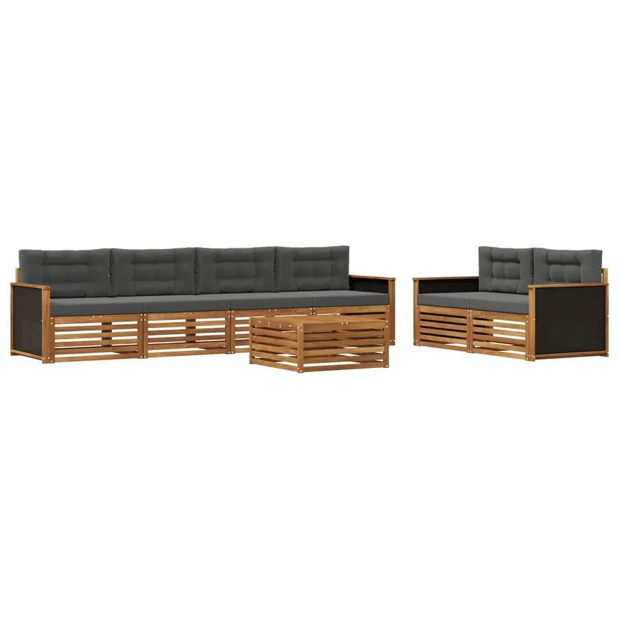 Ensemble de canapés d'extérieur 7 pcs Naturel et Anthracite - 2