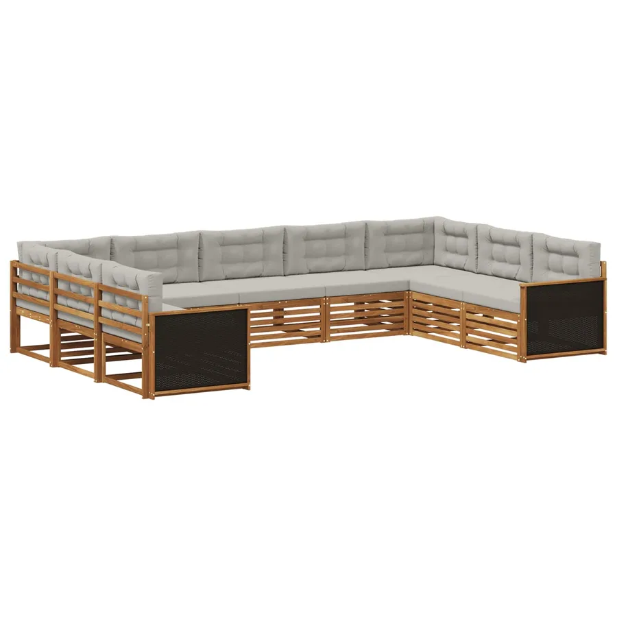Ensemble de canapés d'extérieur 9 pcs Naturel et gris clair - 2