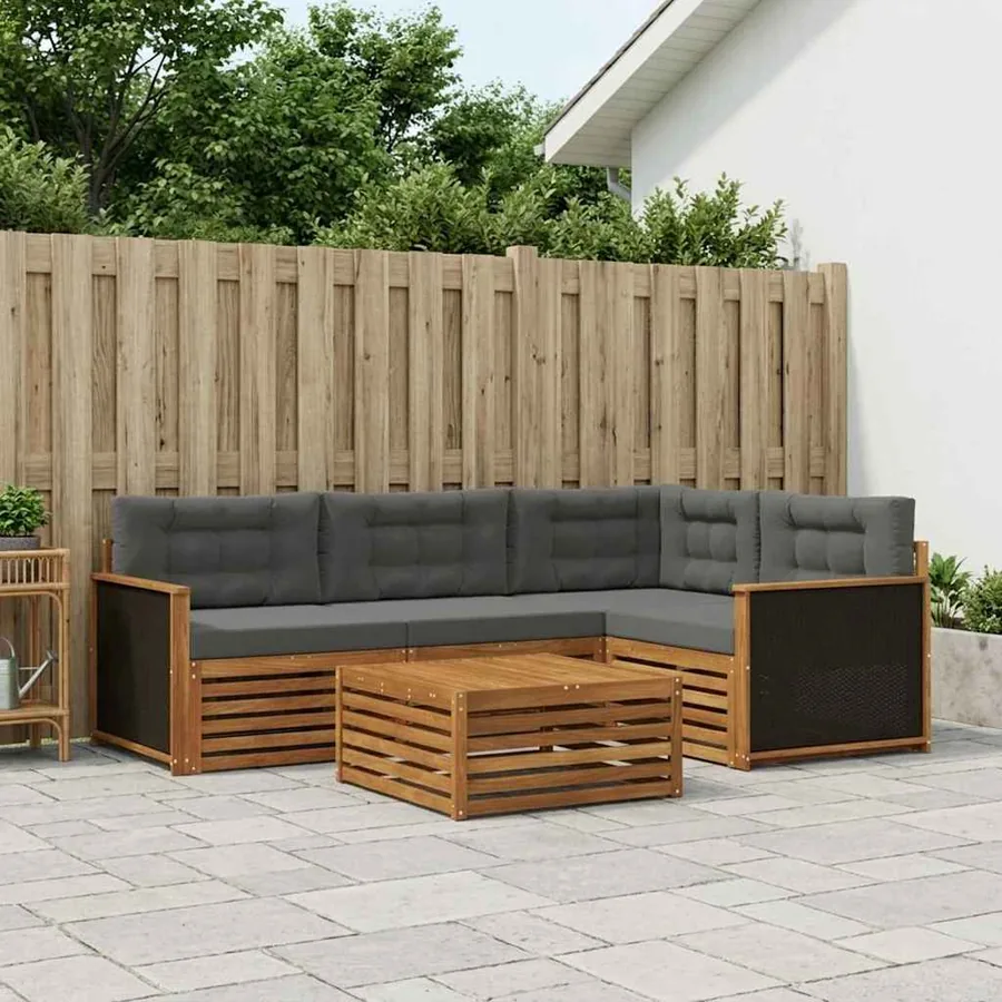 Ensemble de canapés d'extérieur 5 pcs Naturel et Anthracite