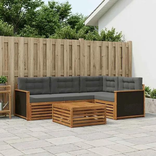 Ensemble de canapés d'extérieur 5 pcs Naturel et Anthracite