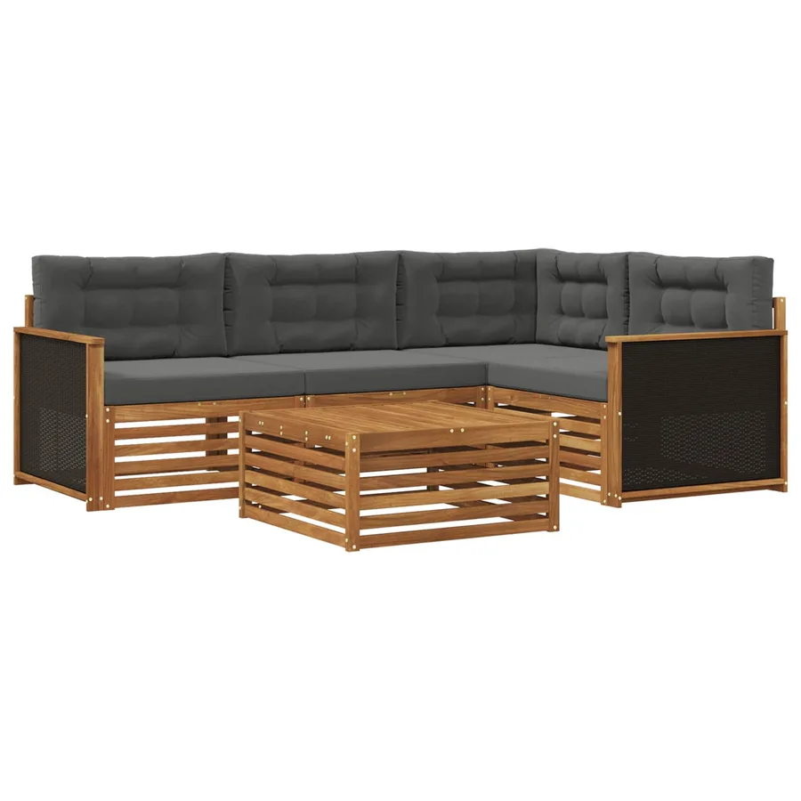 Ensemble de canapés d'extérieur 5 pcs Naturel et Anthracite - 2