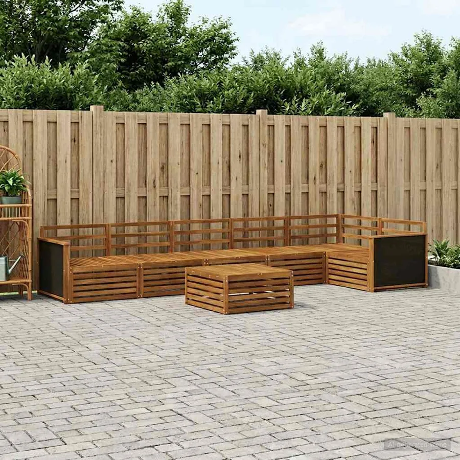 Ensemble de canapés d'extérieur 7 pcs Naturel 79 x 79 x 37 cm