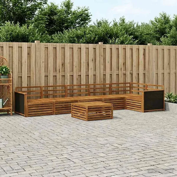 Ensemble de canapés d'extérieur 7 pcs Naturel 79 x 79 x 37 cm