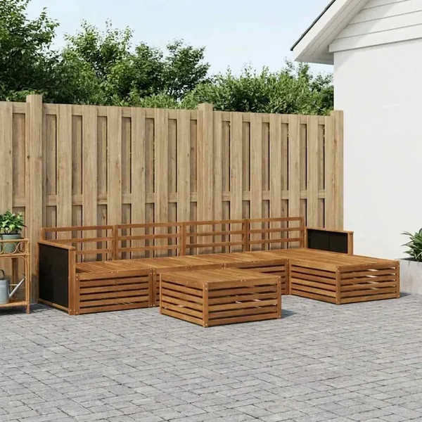 Ensemble de canapés d'extérieur 6 pcs Naturel 79 x 79 x 37 cm