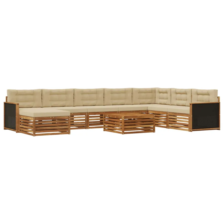 Ensemble de canapés d'extérieur 9 pcs Naturel et Beige - 2