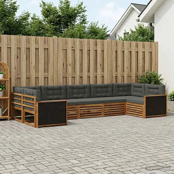 Ensemble de canapés d'extérieur 7 pcs Naturel et Anthracite