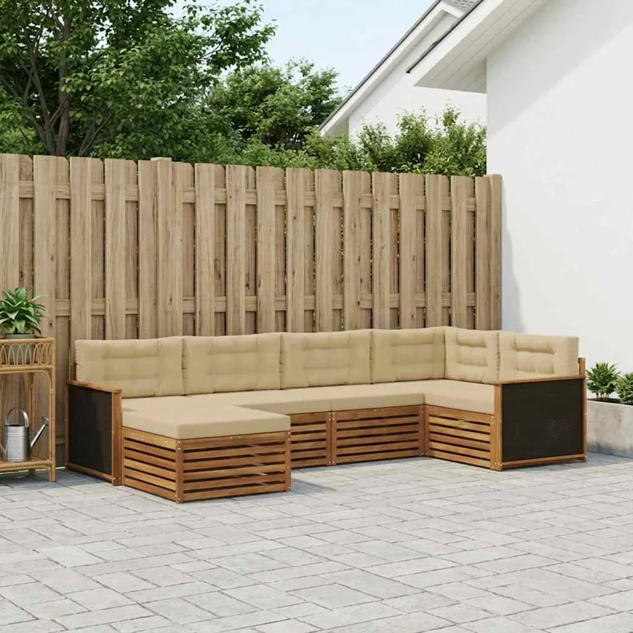 Ensemble de canapés d'extérieur 6 pcs Naturel et Beige
